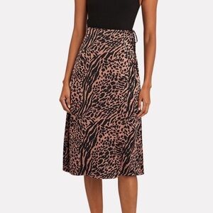 Rails Mayfair Silky Leopard Print Wrap Skirt High Waisted Cinnamon Mixed Animal